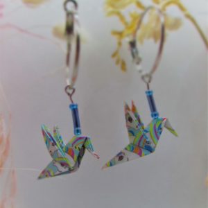 Boucles d'oreilles origami - Colombes Licornes
