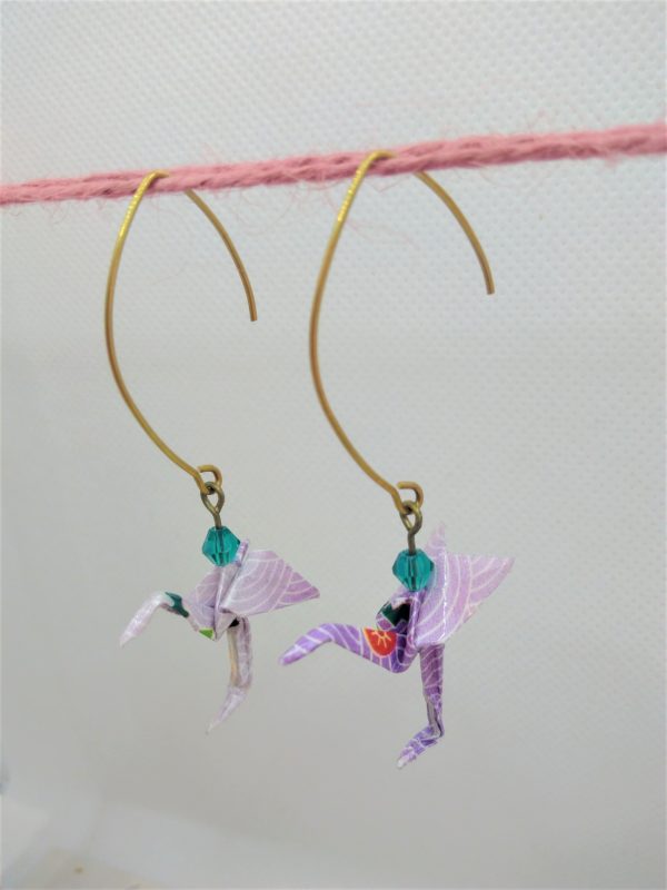 BOOfr5 - 20€ - Boucle d'Oreille Origami flamand rose