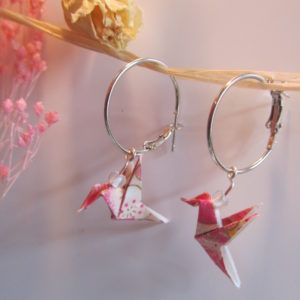Boucles d'oreilles origami - Colombes sakura