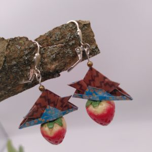 Boucles d'oreilles Origami - Fraise samouraï