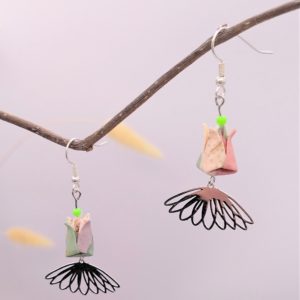 Boucles d'oreilles Origami - Lotus qui fleuri 蓮