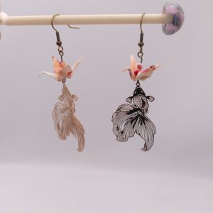 Boucles d'oreilles Origami - Grues et carpes Koï 鯉
