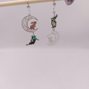 Boucles d'oreilles Origami - Lapin et colombe ウサギ Usagi