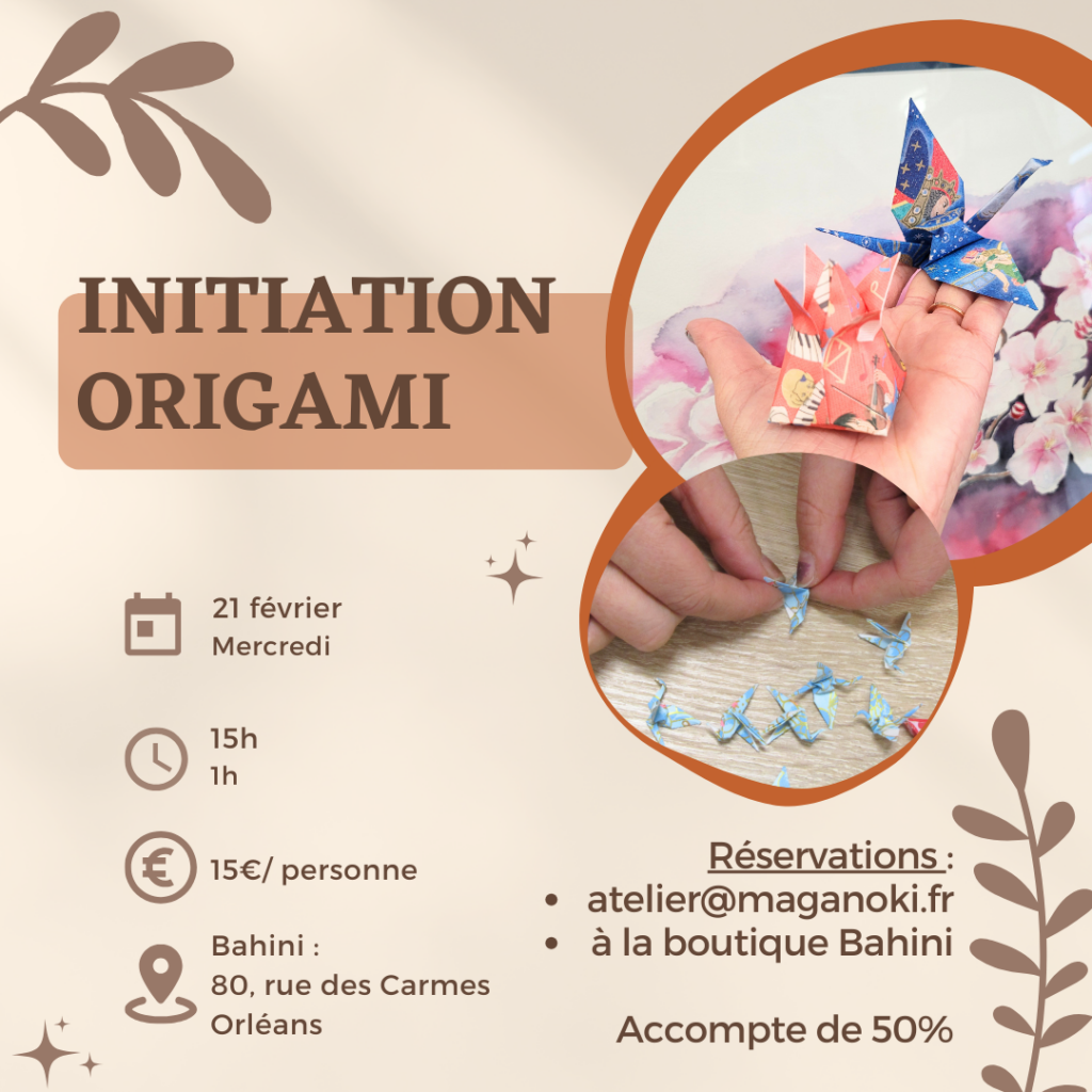 programme atelier initiation origami le 21 février 2024 à Orléans