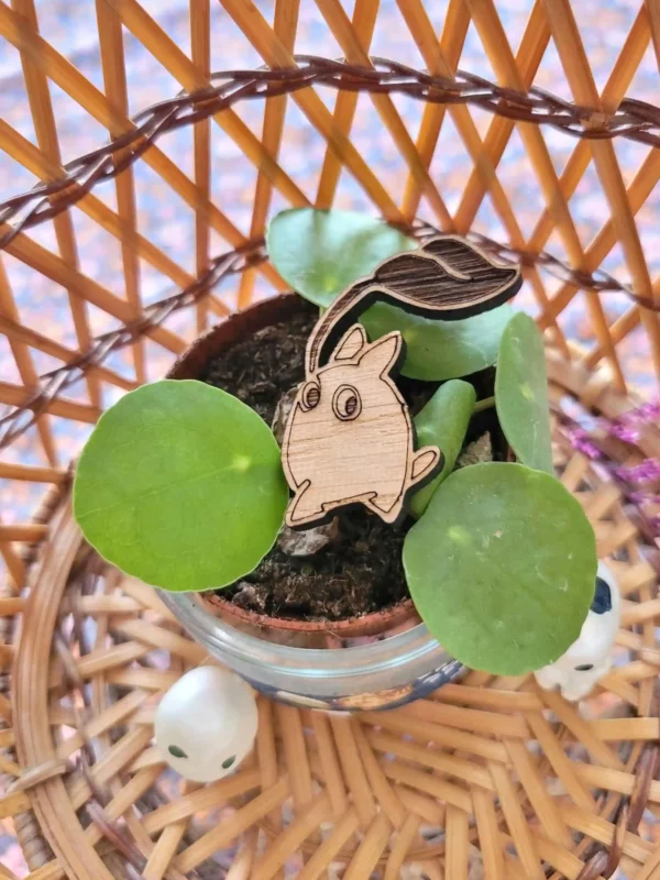 photo broche en bois petit totoro à l'ombre du camphrier géant