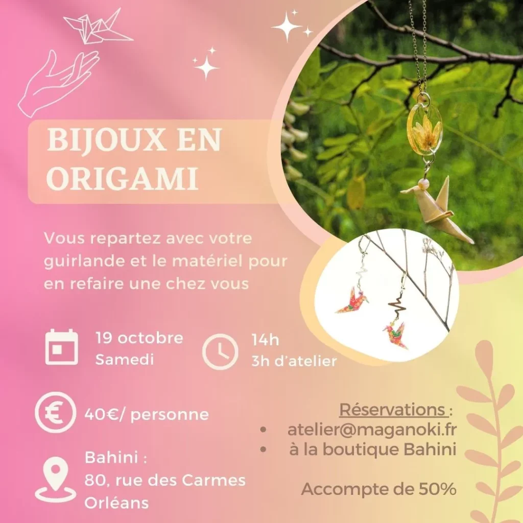 atelier bijou en origami le 19 octobre 2024