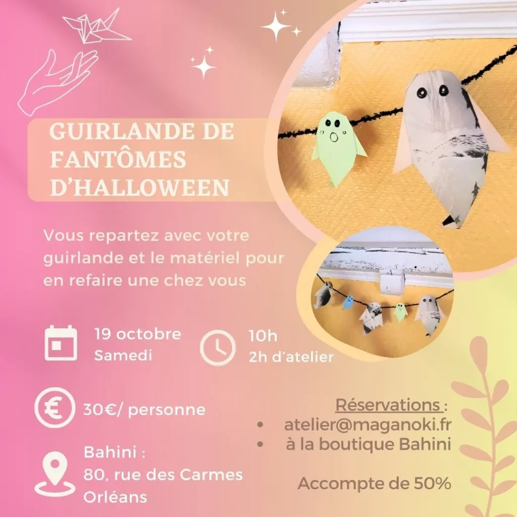 Atelier guirlande de fantômes d'halloween le 19 octobre 2024