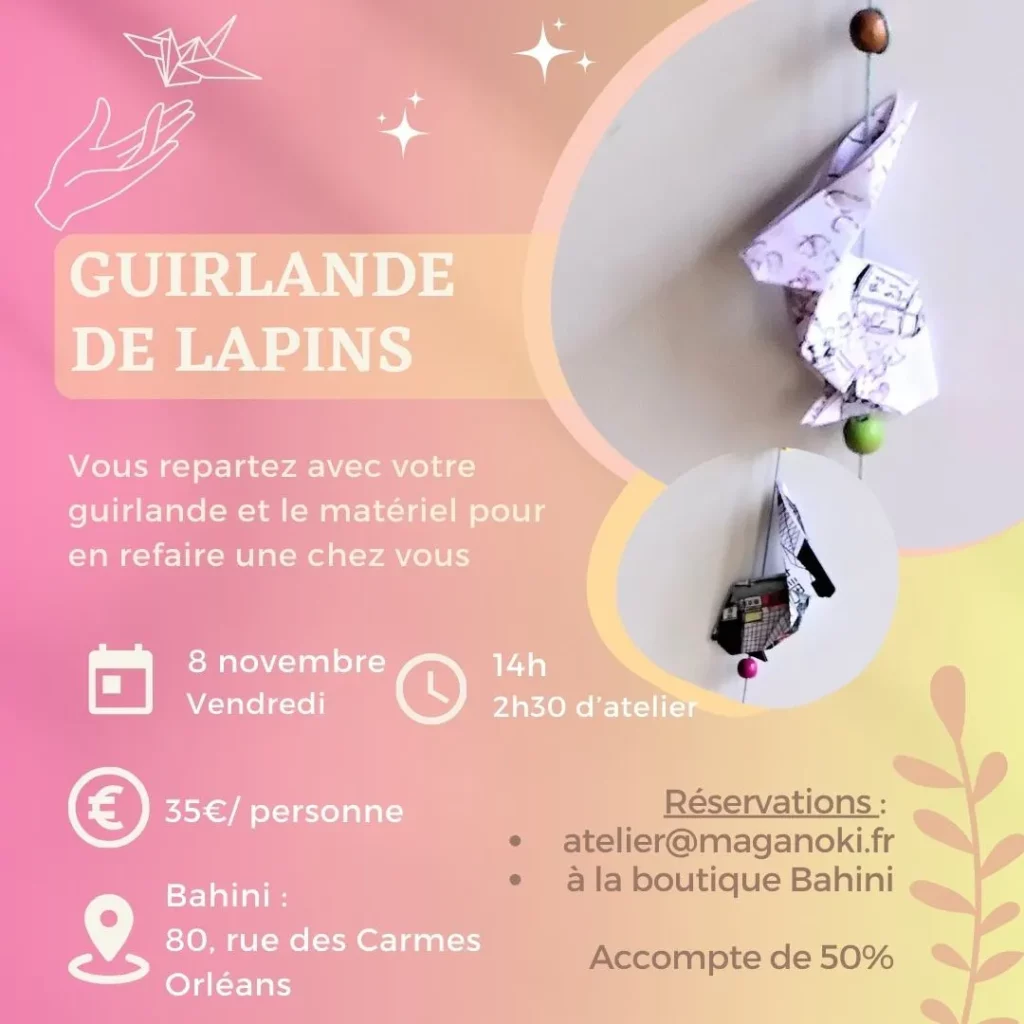 atelier guirlande de lapins le 8 novembre 2024