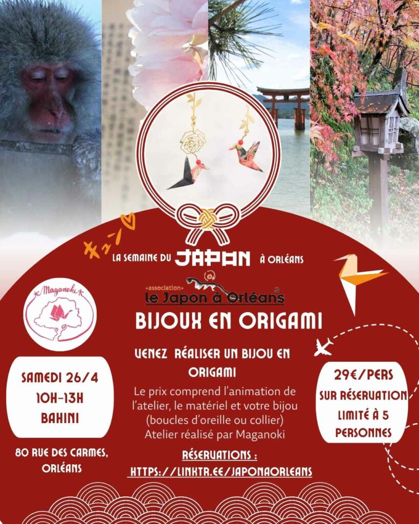 atelier bijoux origami samedi 26 avril 2025