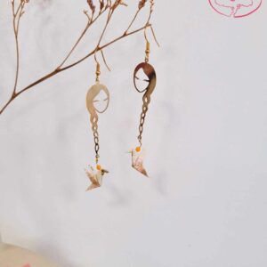 boucles d'oreilles en origami japonaises colombes femme 2