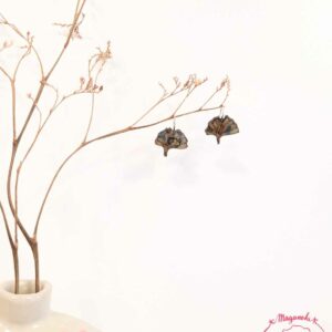 boucles d'oreilles en bois et washi ginkgo 3