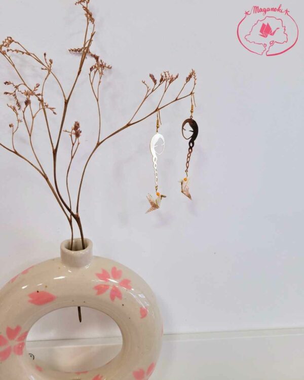 boucles d'oreilles en origami japonaises colombes femme