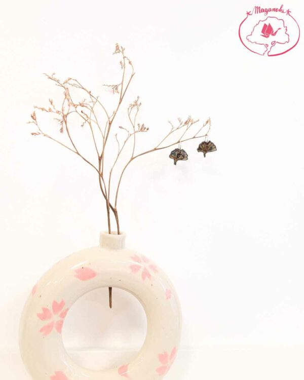 boucles d'oreilles en bois et washi ginkgo 4