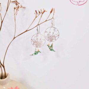 boucles d'oreilles en origami japonaises colombes sakura 2
