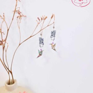 boucles d'oreilles en origami japonaises colombes pot de fleurs 2