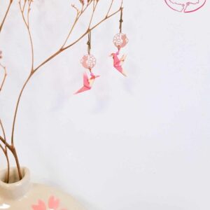 boucles d'oreilles en origami japonaises colombes chat 2