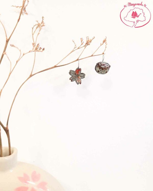 boucles d'oreilles en bois et washi kappa 3