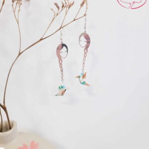 boucles d'oreilles en origami japonaises colombes tresse 2