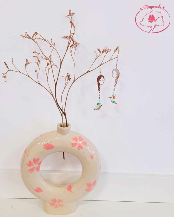boucles d'oreilles en origami japonaises colombes tresse