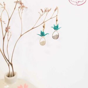 boucles d'oreilles en origami japonaises grues vagues 2