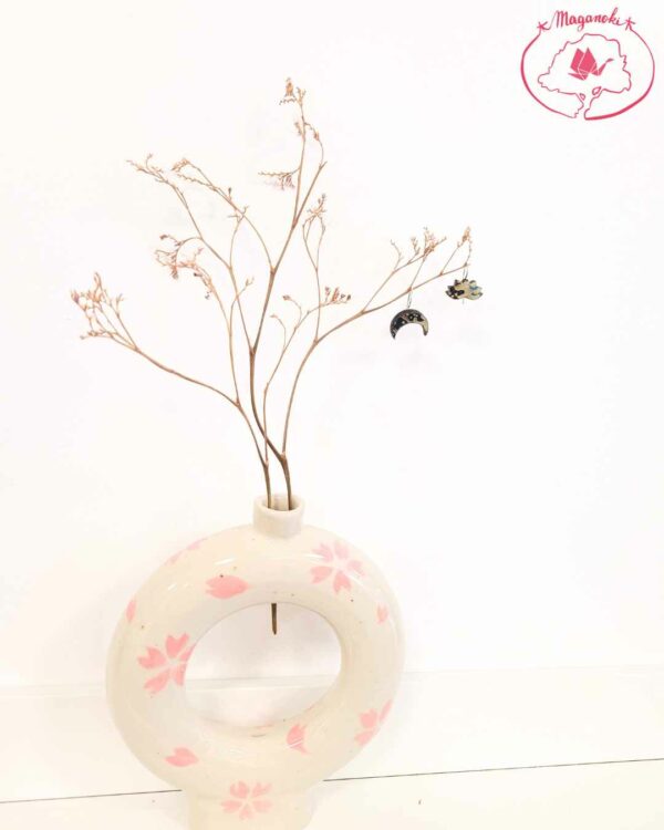 boucles d'oreilles en bois et washi lune 4