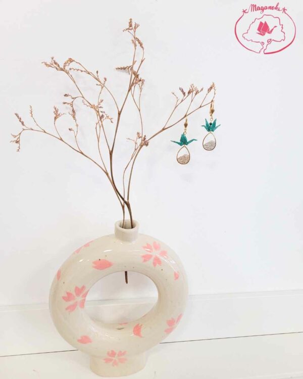 boucles d'oreilles en origami japonaises grues vagues