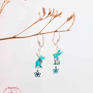 boucles d'oreilles en origami japonaises lapins sakura 2