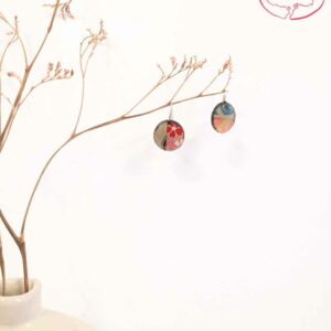 boucles d'oreilles en bois et washi oval 3