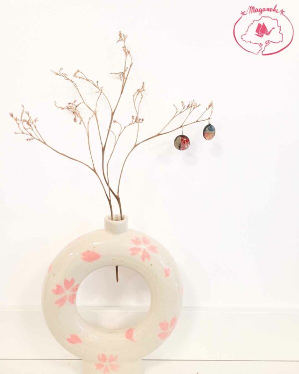 boucles d'oreilles en bois et washi oval 4