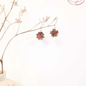 boucles d'oreilles en bois et washi sakura et konpeito 2