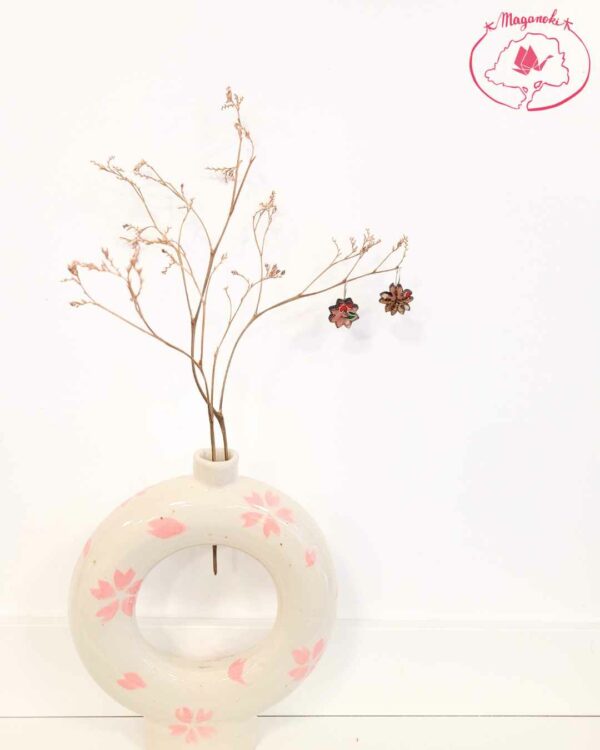 boucles d'oreilles en bois et washi sakura et konpeito 3