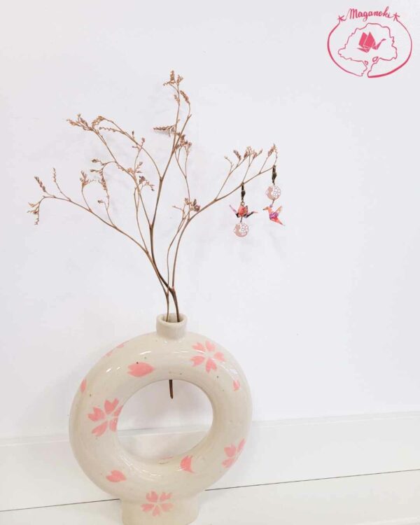 boucles d'oreilles en origami japonaises grues et colombes chats