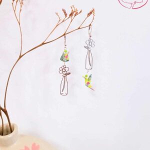 boucles d'oreilles en origami japonaises lotus et colombes fleur en bouteille 2