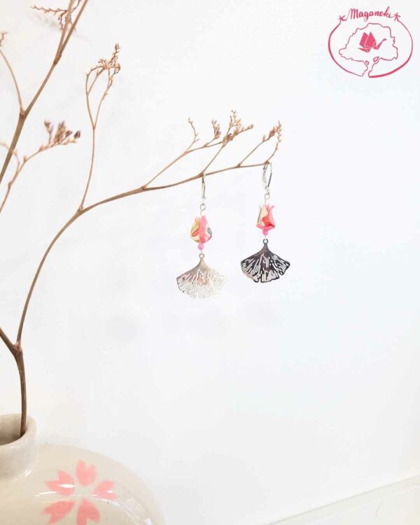 boucles d'oreilles en origami japonaises lotus ginkgo 2