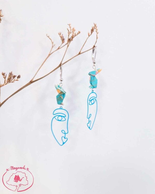 boucles d'oreilles en origami japonaises lapins visage 3