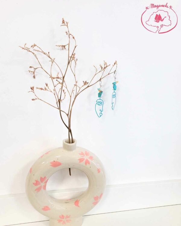 boucles d'oreilles en origami japonaises lapins visage