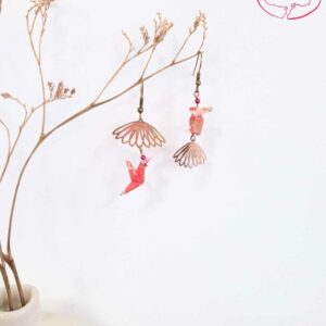 boucles d'oreilles en origami japonaises lapins colombe pétales