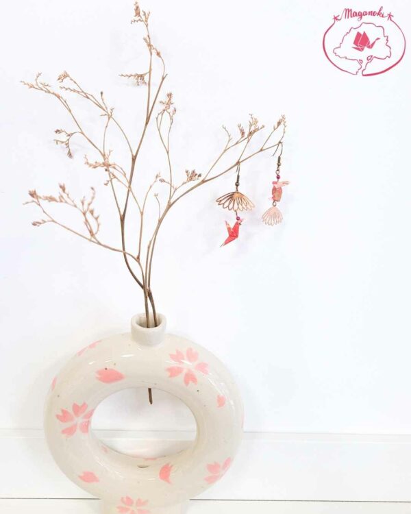 boucles d'oreilles en origami japonaises lapins colombe pétales 3