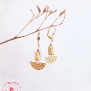 boucles d'oreilles en origami japonaises lotus doré