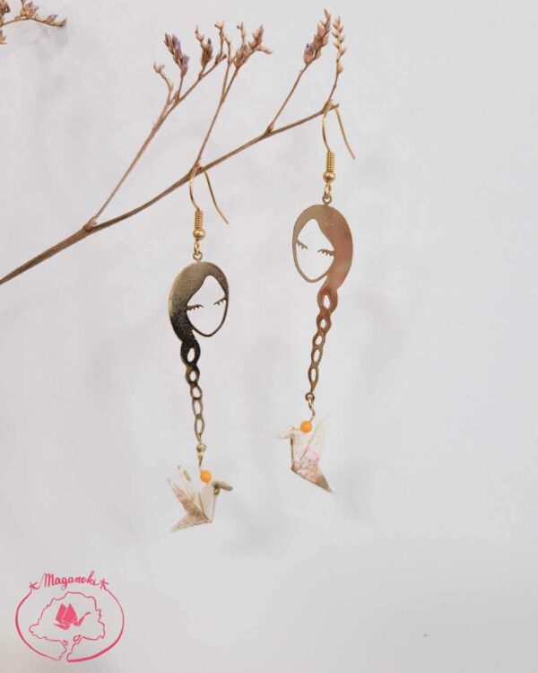 boucles d'oreilles en origami japonaises colombes femme 3