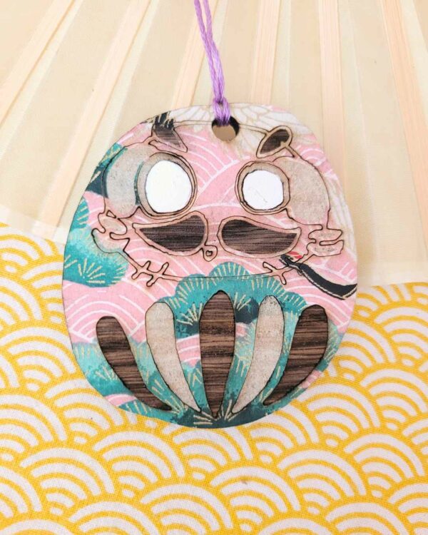 suspension bois Daruma doux washi-2