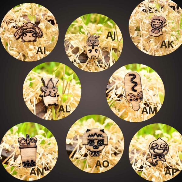 mosaïque boucles d'oreilles geek inspirées du Japon faites mains en bois