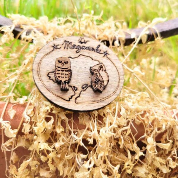 boucles d'oreilles en bois - chouettes