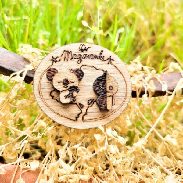 boucles d'oreilles en bois - corée - bt21 - 1