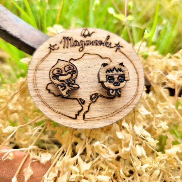 boucles d'oreilles en bois - corée - kakao friends 1