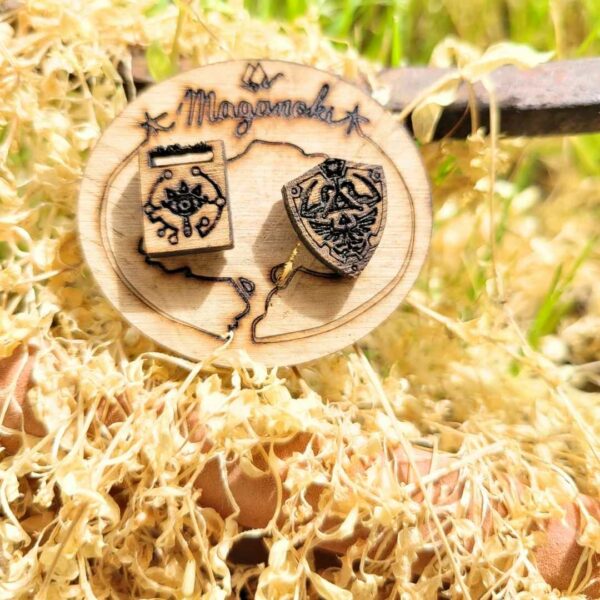 boucles d'oreilles en bois - hyrule - zelda 1