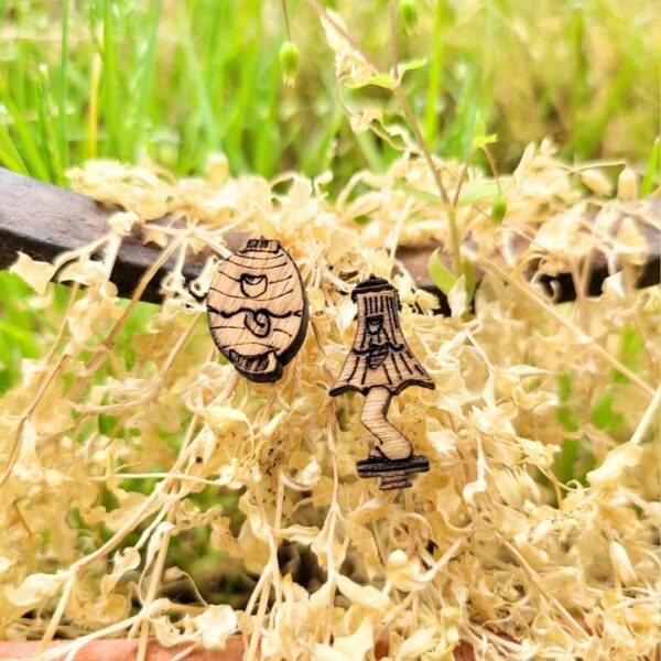 boucles d'oreilles en bois - obake 1