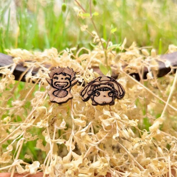 boucles d'oreilles en bois - ponyo 2