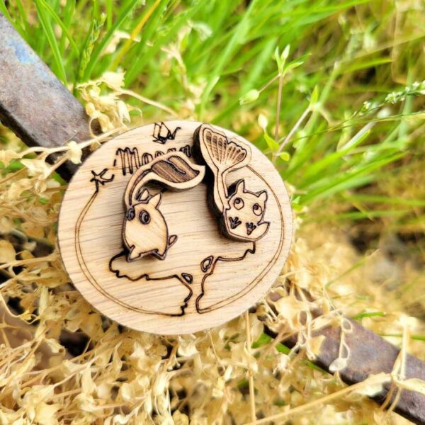 boucles d'oreilles en bois - totoro 1