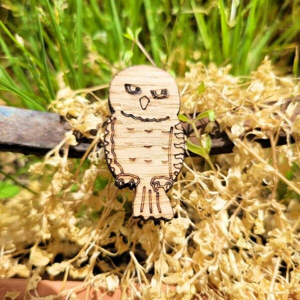 broche en bois - chouette effraie